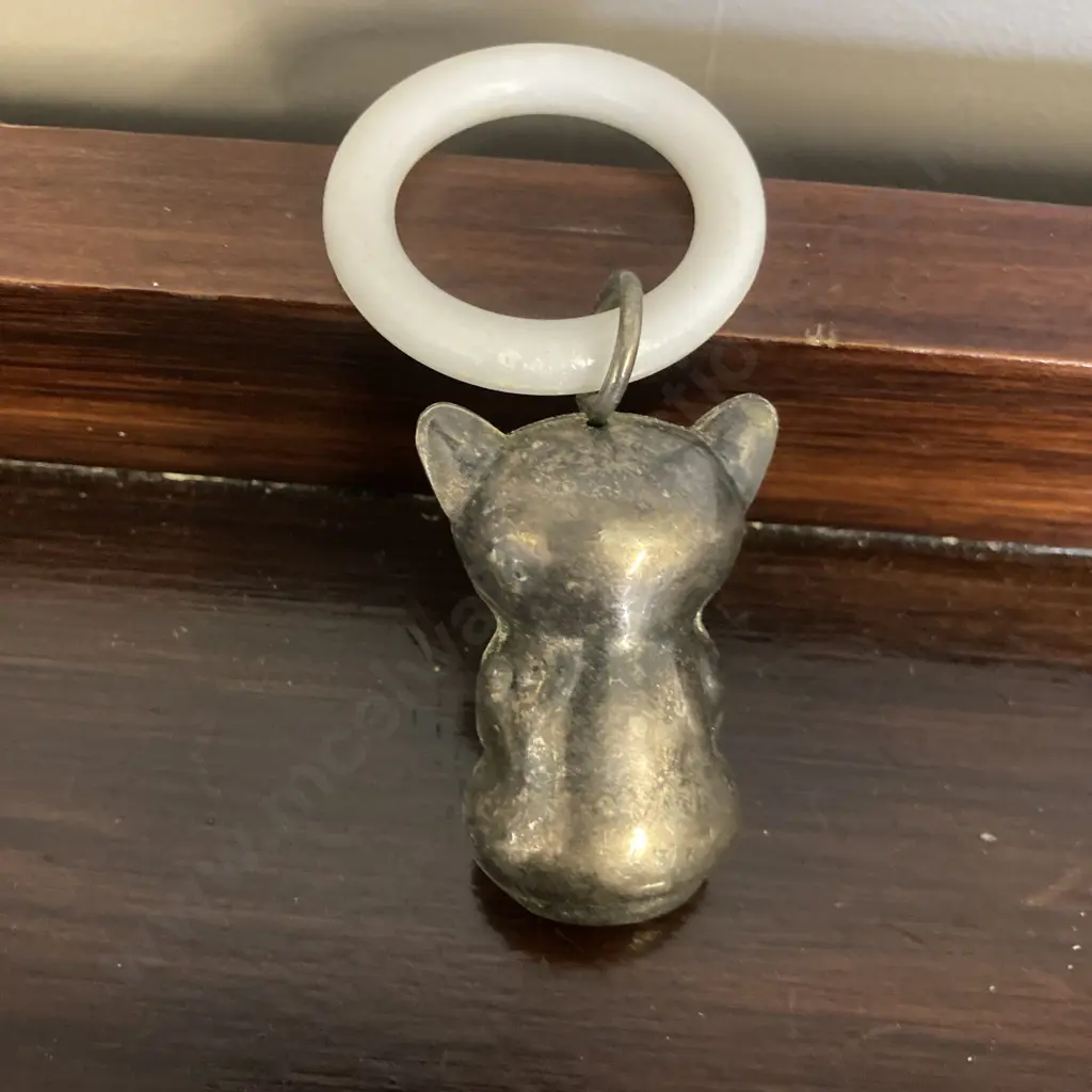 Vintage Silver Plate Bear Babies Rattle And Teething Ring Image 1++